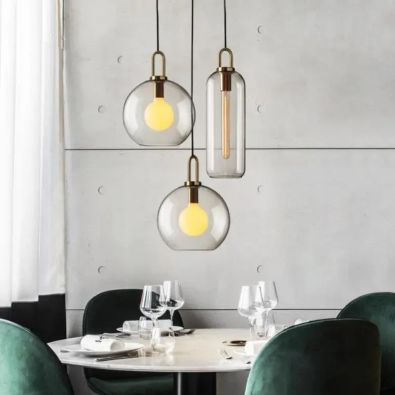 Modern Glass Ball Pendant Light Fixture Kitchen Dining Room Bedroom Hanging Lamp Luminaire Home Decor Lighting Indoor Restaurant