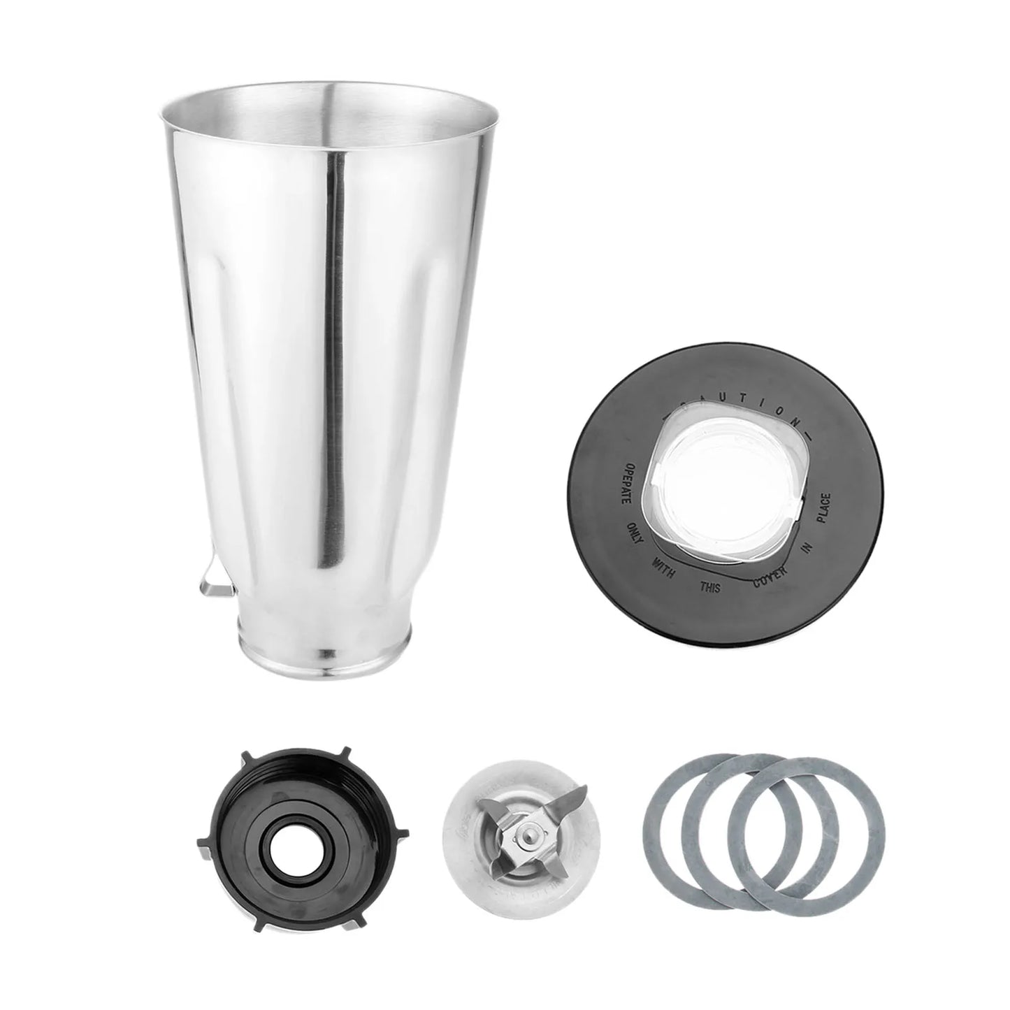 5 Cup Stainless Steel Blender Jar and Lid Replacement Repair Kit Complete 6 Pieces Set Fits Oster Blenders and Kitchen Centers