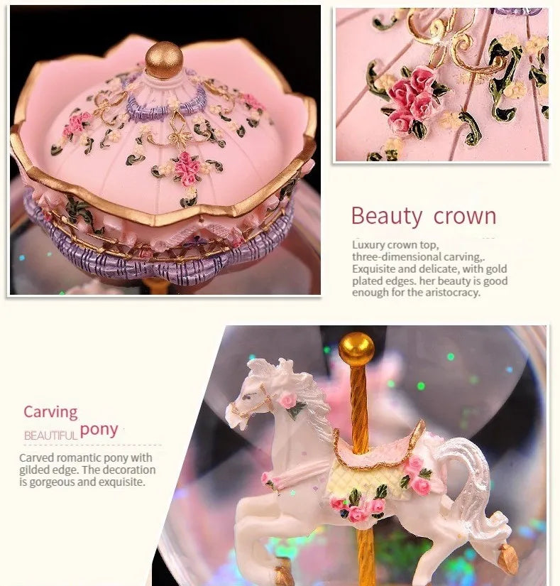 Merry-Go-Round Carousel Music Box Crystal Ball Festival & Birthday Gift Christmas Gift Valentine's gift