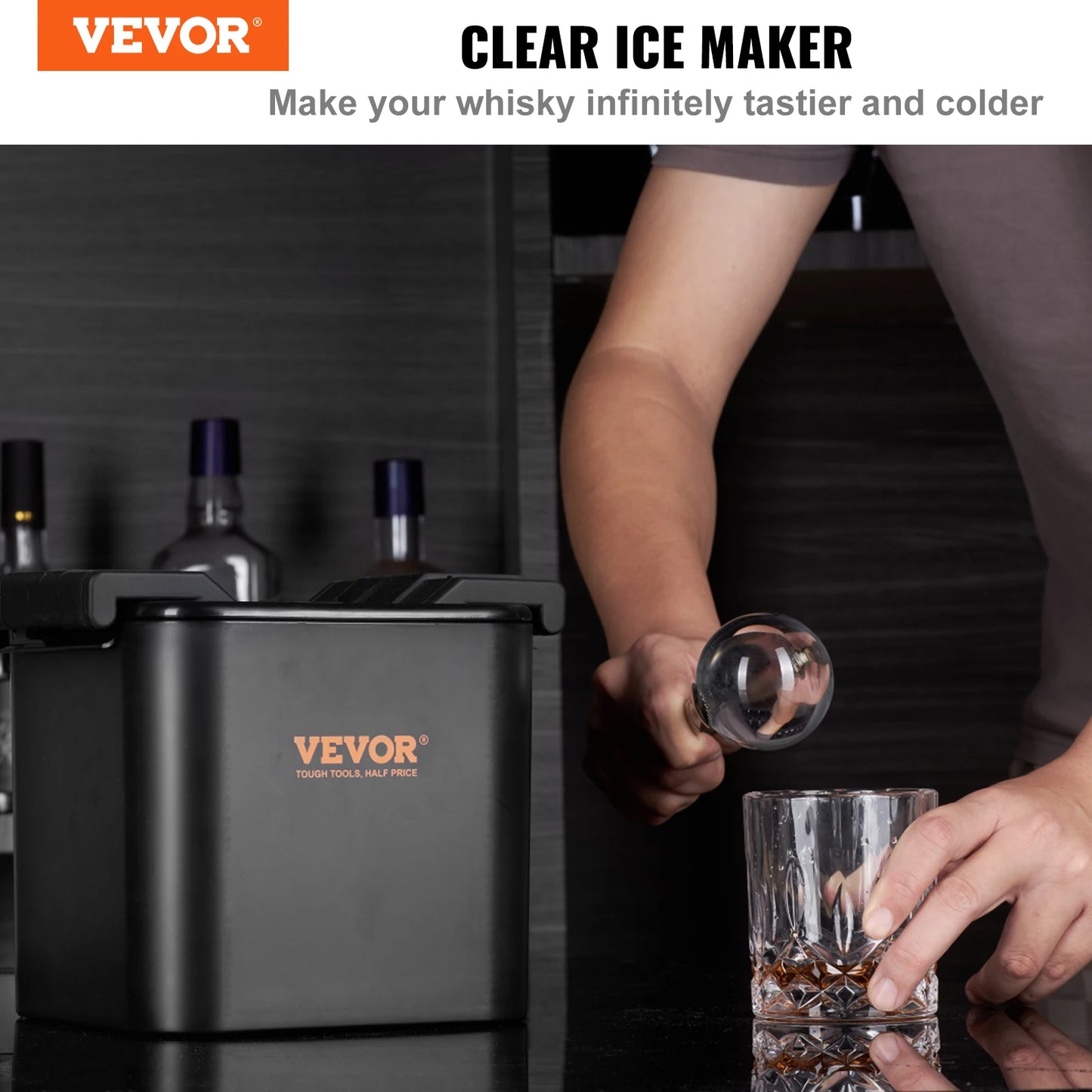 VEVOR 2 4 máquina para hacer bolas de hielo, esfera de hielo con bolsa de almacenamiento y abrazadera para hielo, cubo redondo transparente, máquina para hacer hielo, whisky, cóctel escocés, Brandy