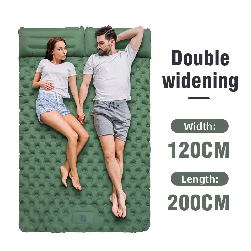 Colchoneta doble para dormir para acampar, colchoneta autoinflable, colchón para dormir con almohada para senderismo al aire libre, cama de viaje para 2 personas, esterilla de aire