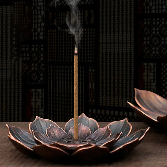 Nouveau 1PC alliage brûleur d'encens bâton support plaque bouddhisme Lotus encensoir Bronze capucine brûleur d'encens