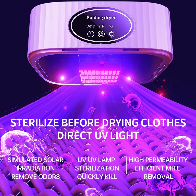 Sèche-linge électrique plié 600W, support de séchage intelligent, Machine Portable de voyage à Air chaud pour vêtements avec synchronisation