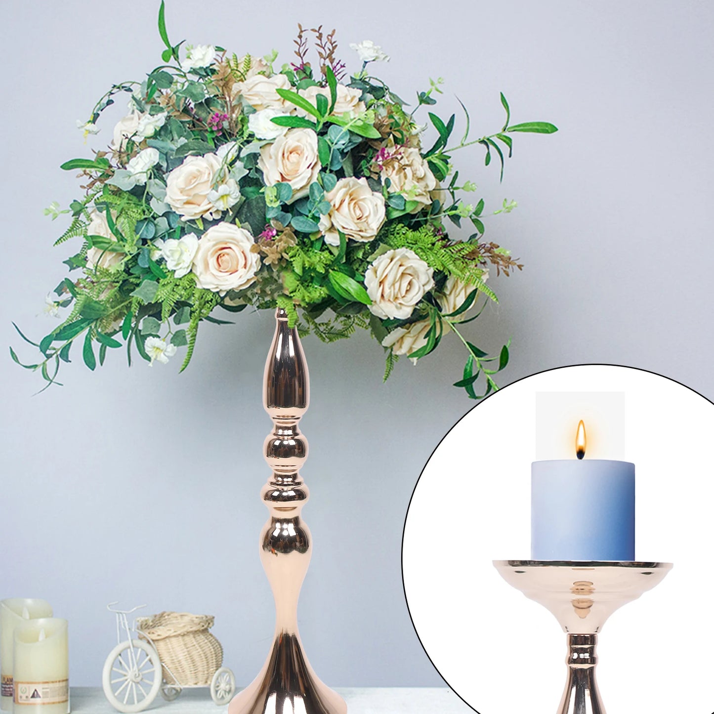 10pcs 50CM Gold Centerpieces for Wedding Candle Holder Flower Stand Rack Vase 50CM 10PCS Centerpieces for Wedding Candle Holder