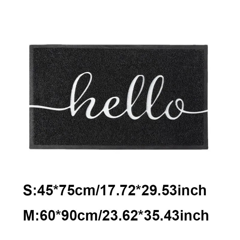 Nordic Foot Mat Letter Hello Carpet Entrance Door Silk Ring Anti Slip Floor Mat Front Door Rug Mat Home Kitchen Accessories