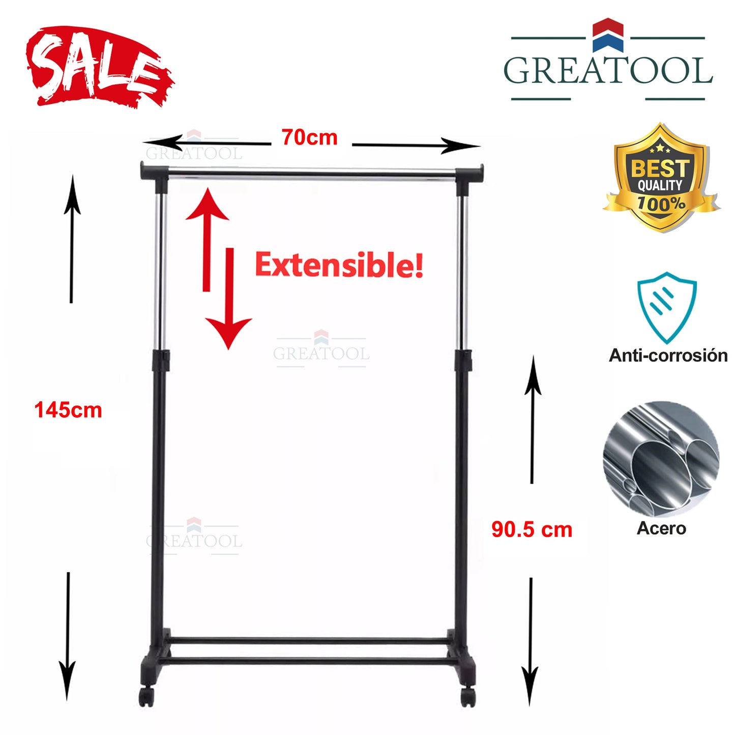 Support à roulettes et étagères, évolutif, placards, grande capacité et vêtements pour enfants sans encombrement, mesurant 70x42x145 cm