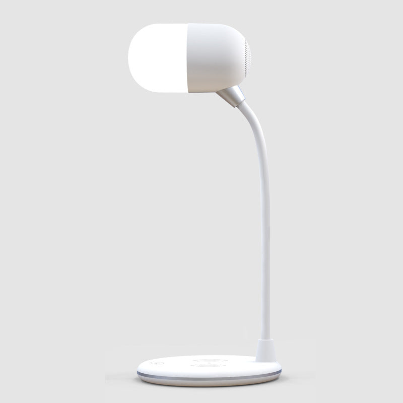 Lampe de bureau 3 en 1 avec chargeur sans fil Qi, haut-parleur Bluetooth 5W, USB, variable, pour chambre à coucher