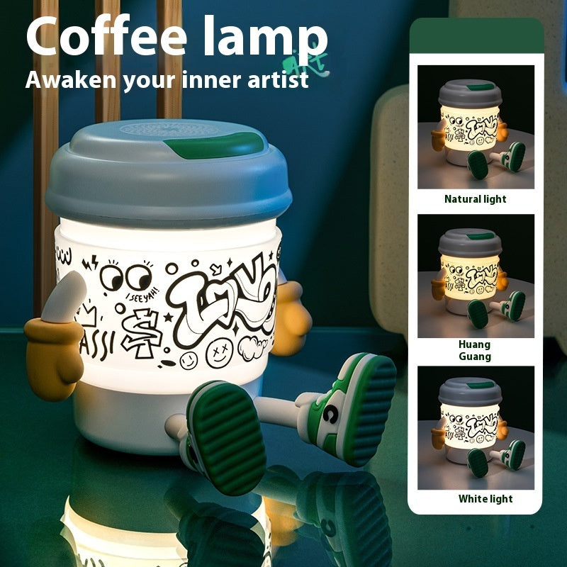 Coffee Cup Small Night Lamp USB Rechargeable Bluetooth Audio Ambience Light