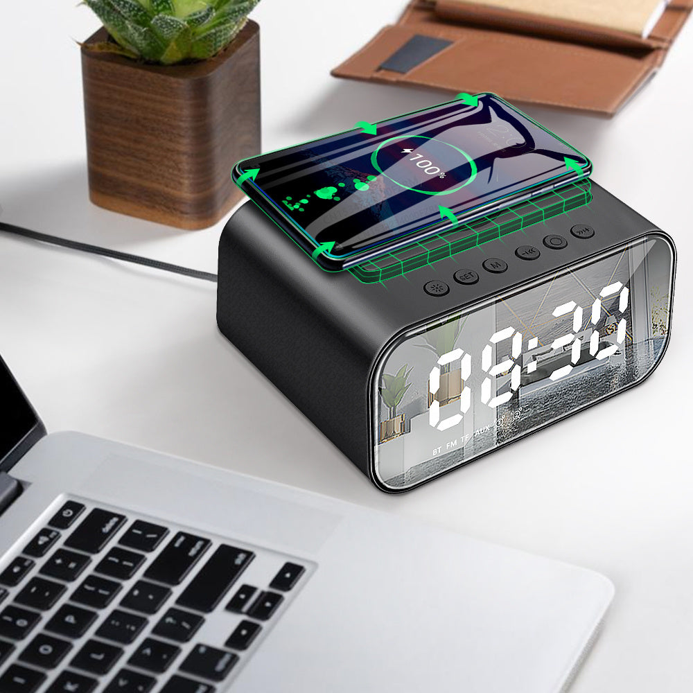 Altavoz Bluetooth de carga inalámbrica, reloj despertador Led, altavoz Bluetooth de carga inalámbrica Audio