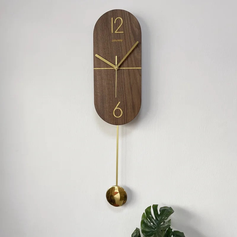 Creative Art Walnut Wooden Noiseless Hanging Clock