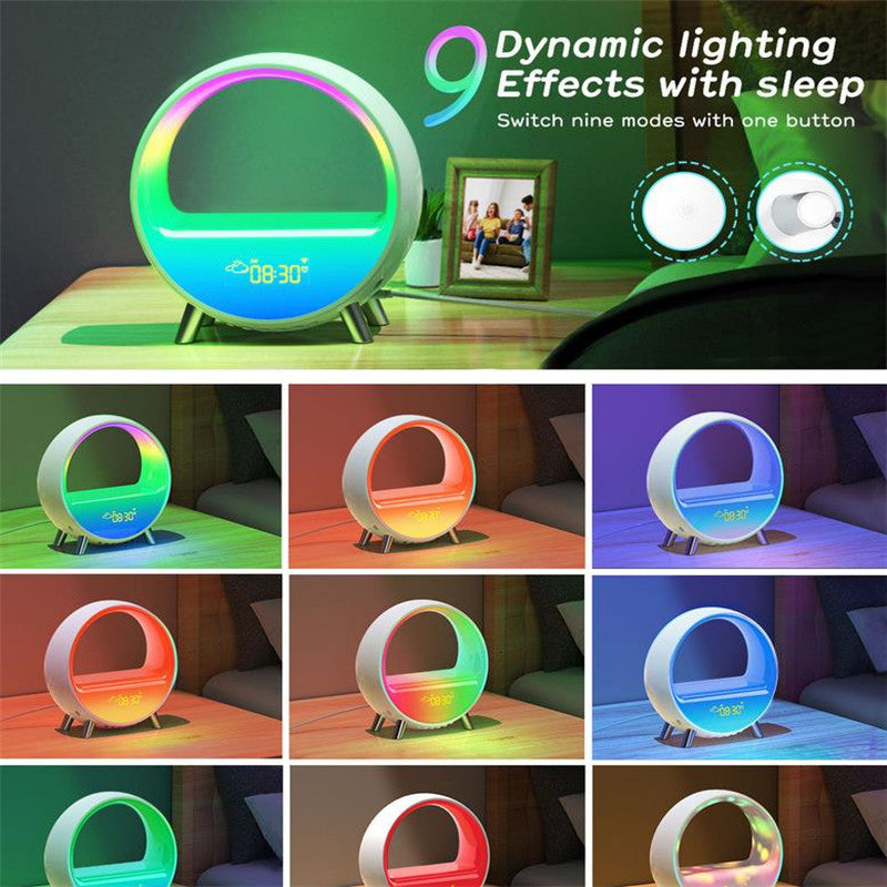 Lámpara de ambiente Altavoz Bluetooth Reloj despertador inteligente Luz nocturna WiFi Luz de despertar Amanecer Lámpara de atardecer