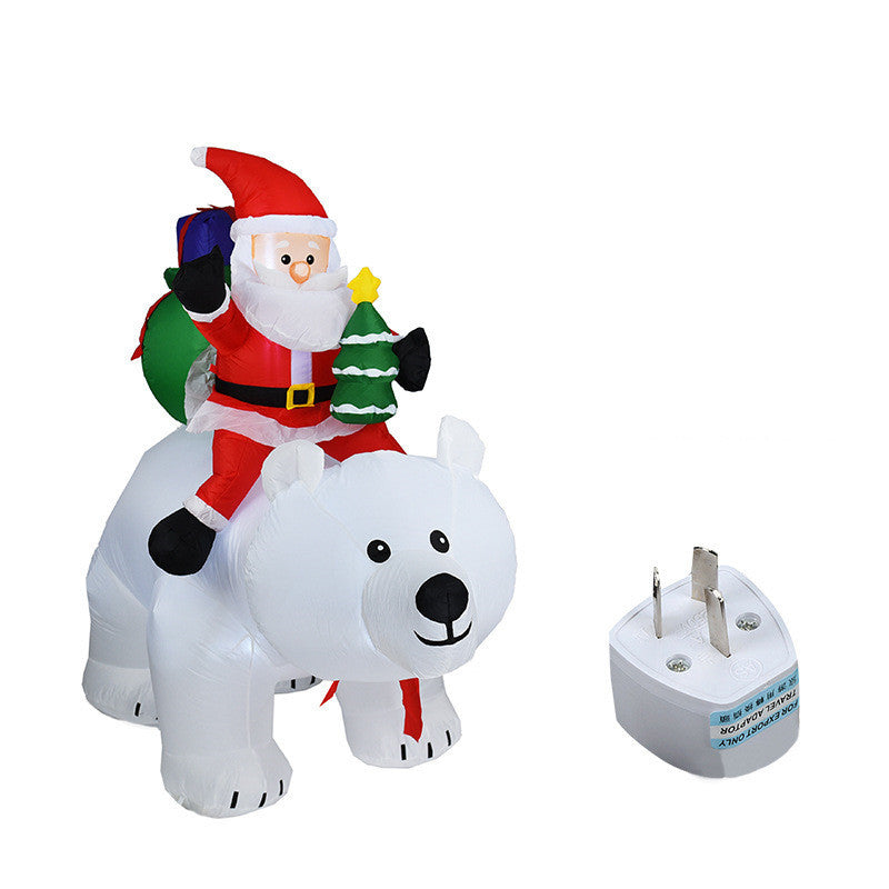 Inflatable Santa Claus Riding Polar Bear 2M Christmas Inflatable Toy Doll Indoor Outdoor Garden Xmas Decoration