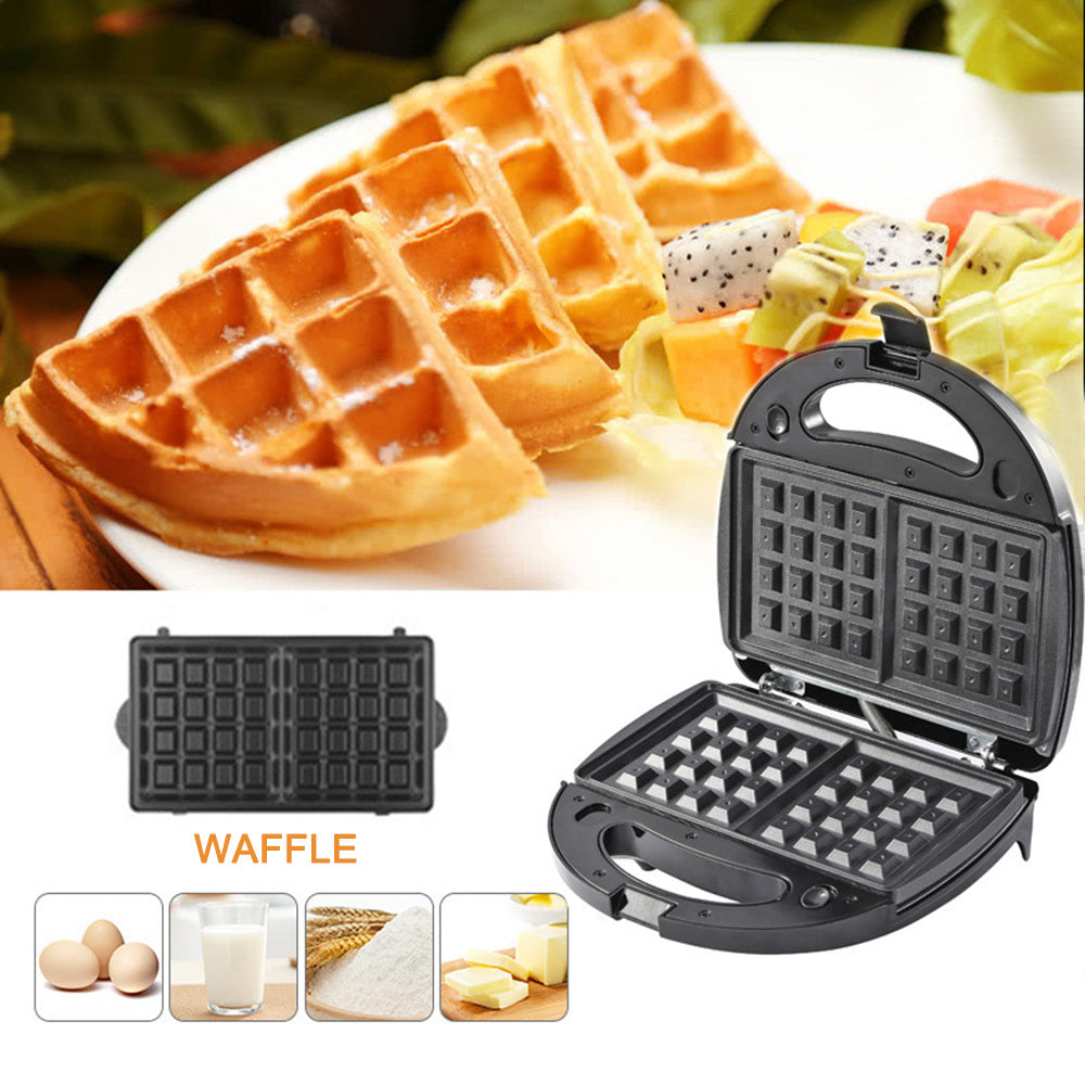 Máquina para hacer gofres 6 en 1, sandwichera con enchufe europeo, parrilla para hacer desayuno, máquina para hacer pasteles con forma de donut, accesorios compactos para cocina, comedor y cocina