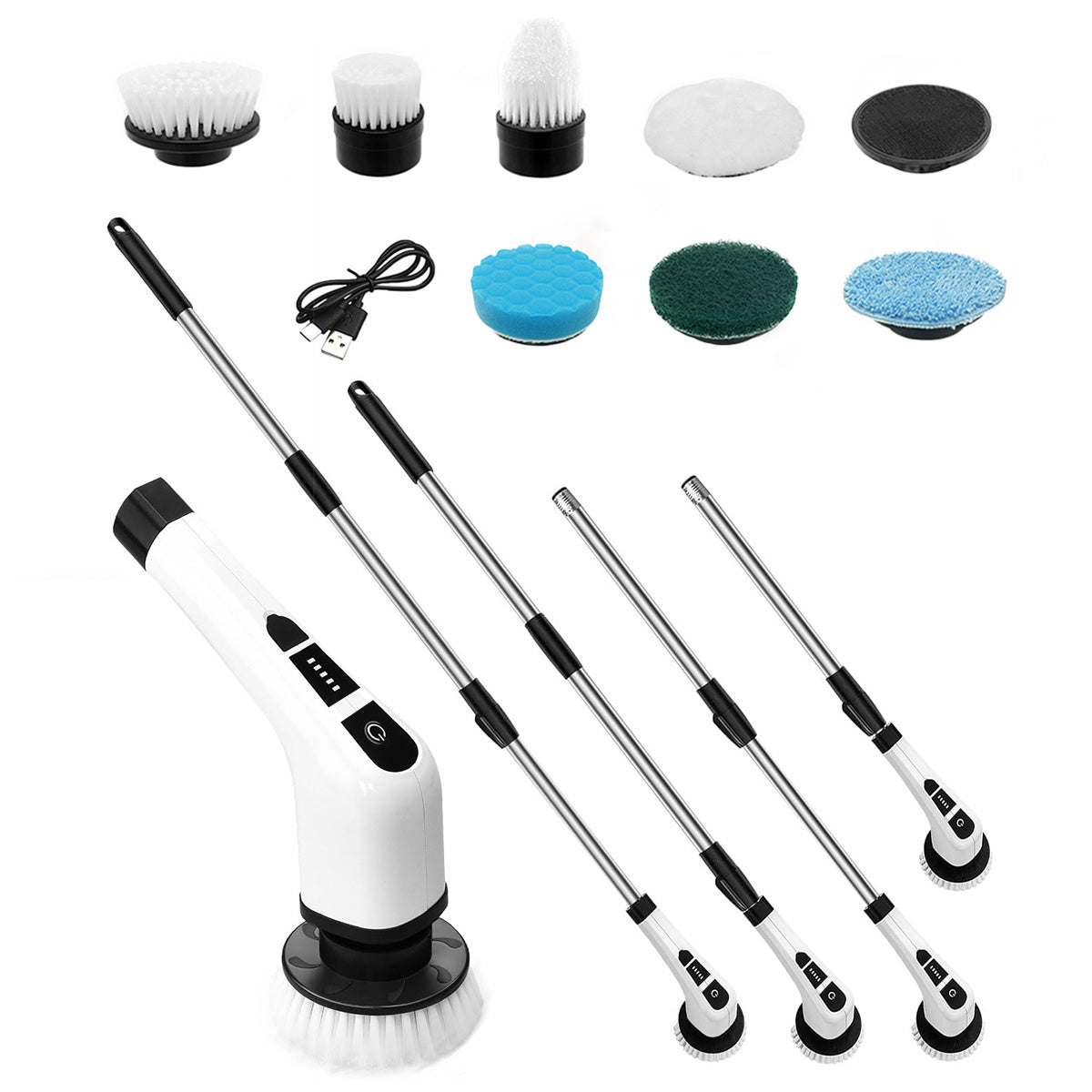 14PC Electric Spin Scrubber Cleaning Brush Scrubber For Home Adjustable Speeds Electric Spin Scrubber Cleaning Supplies Bathroom Cleaner Spin Mop Cleaning Brush Scrubber For CAR