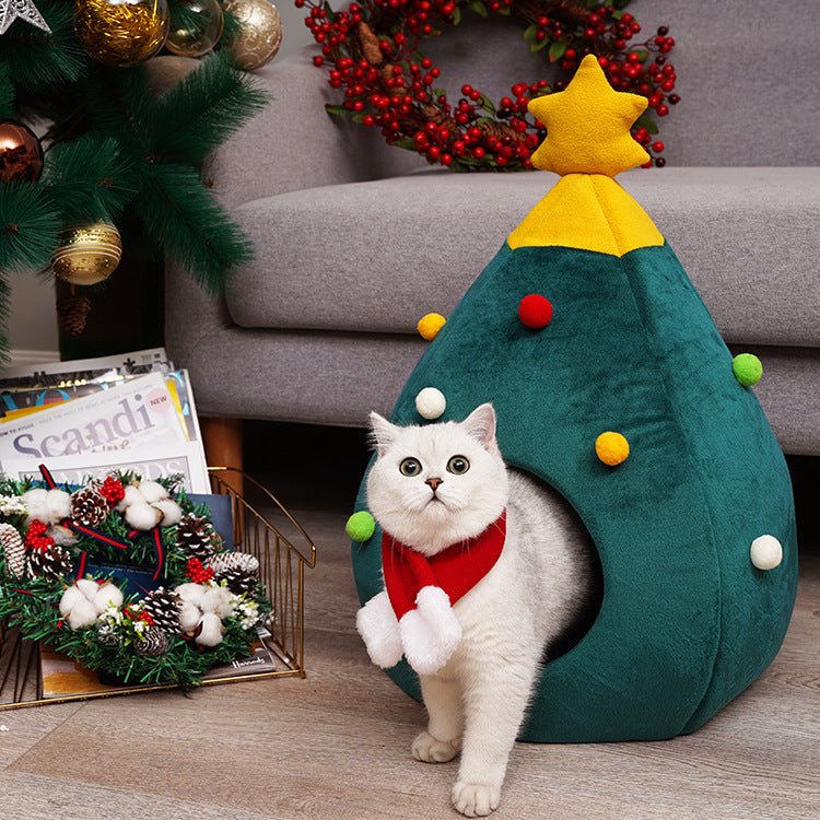 Árbol de Navidad para mascotas, cama para gatos, estera para gatos, perrera, arena de fieltro, suministros para gatos