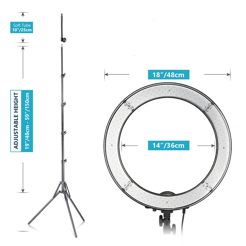 Luz de relleno LED de 18 anillos, teléfono móvil, grabación de vídeo, fotografía, luz