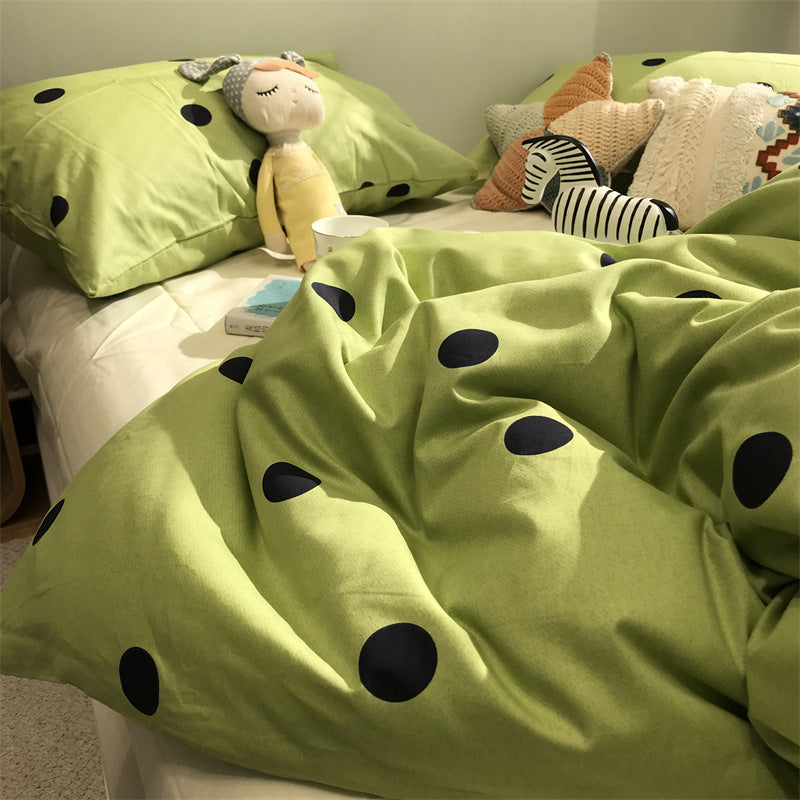 Green Polka Dot All Cotton Pure Cotton Artistic 15 M18 M Bed Four-piece Set