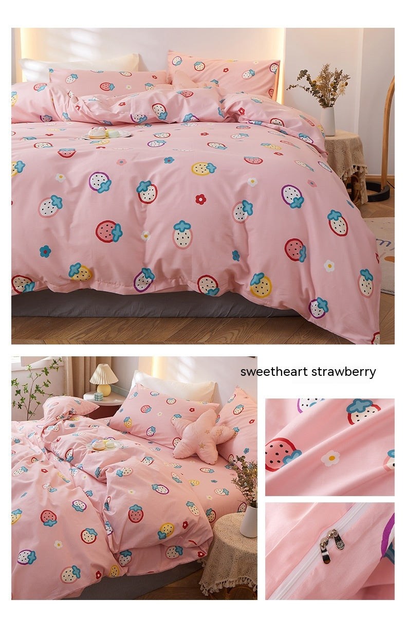 Korean Style Pure Cotton Bedding Set Of Four Pieces