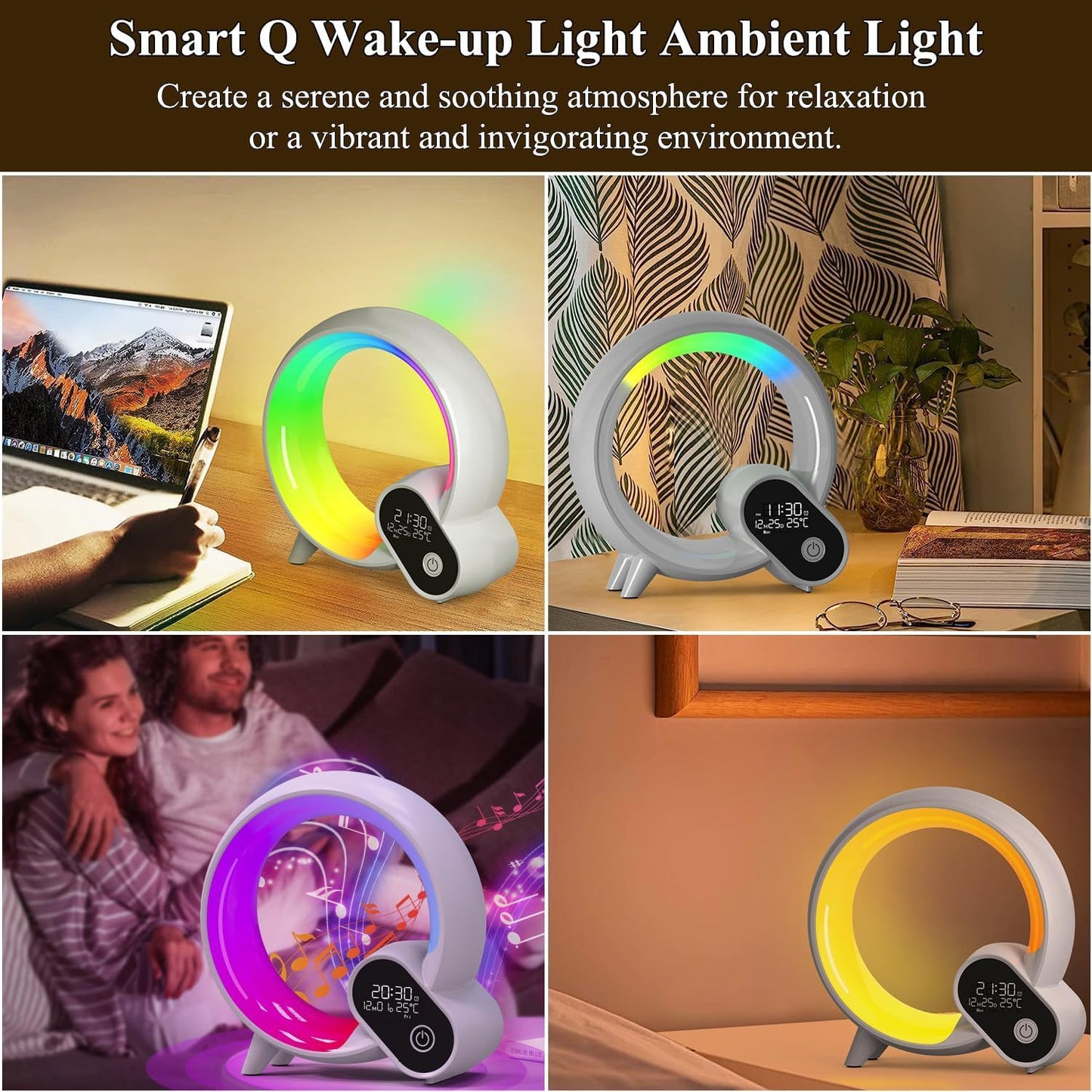 Creative Q Light analogique lever du soleil affichage numérique réveil Bluetooth Audio réveil Intelligent Q lumière d'ambiance colorée