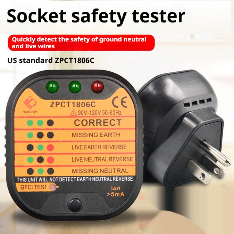 Leakage Plug Polarity Detection Ground Line Current Detection Electroscope Socket Tester