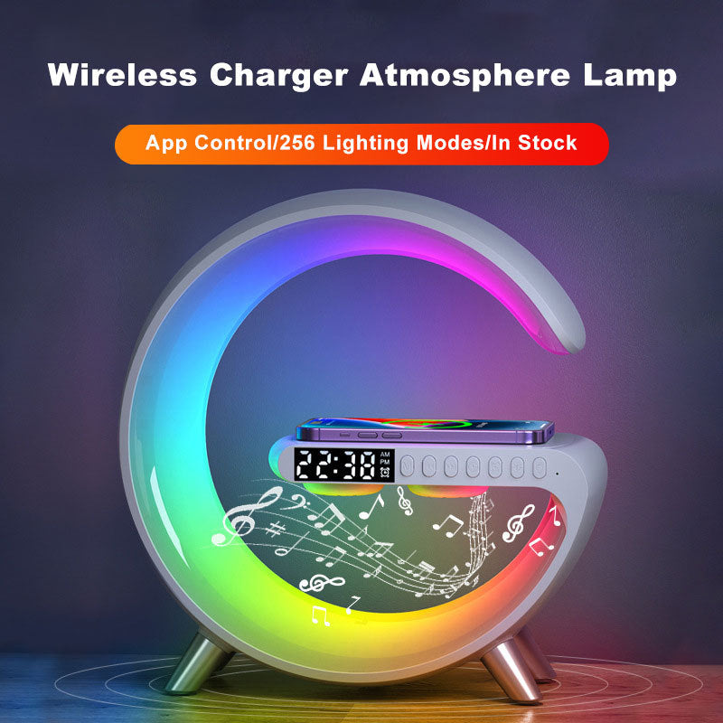 Lampe LED intelligente en forme de G, Bluetooth, chargeur sans fil, lampe d'ambiance, contrôle par application, pour chambre à coucher, décoration de la maison, nouvelle collection