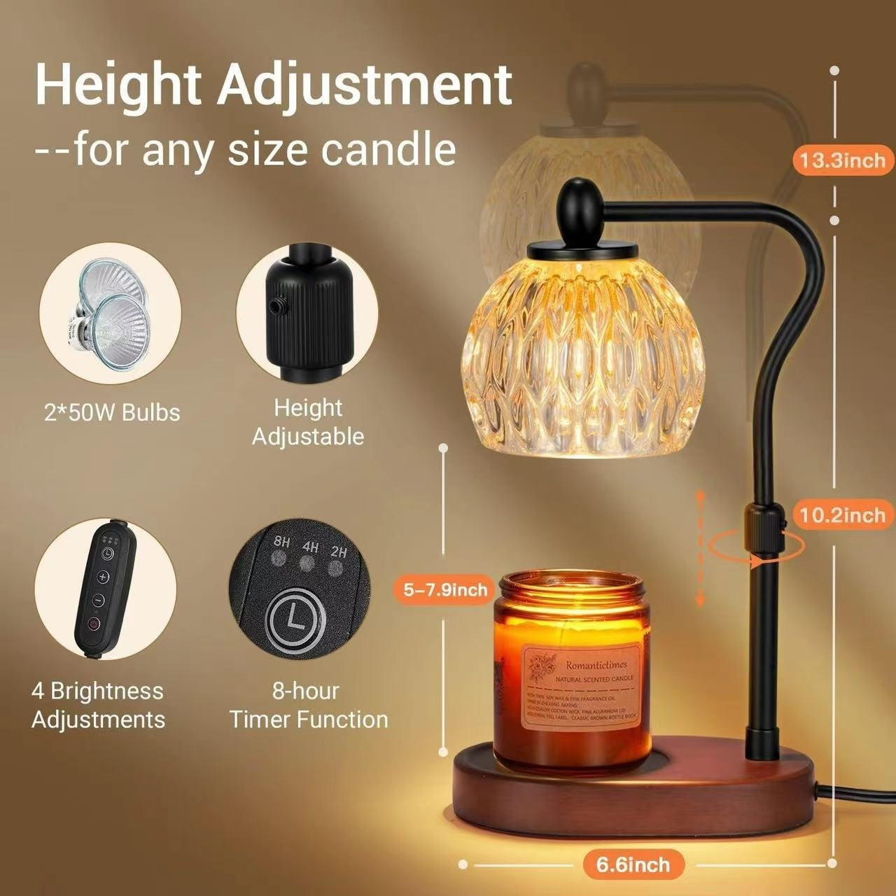 New Adjustable Wax Glass Incense Burner Table Lamp