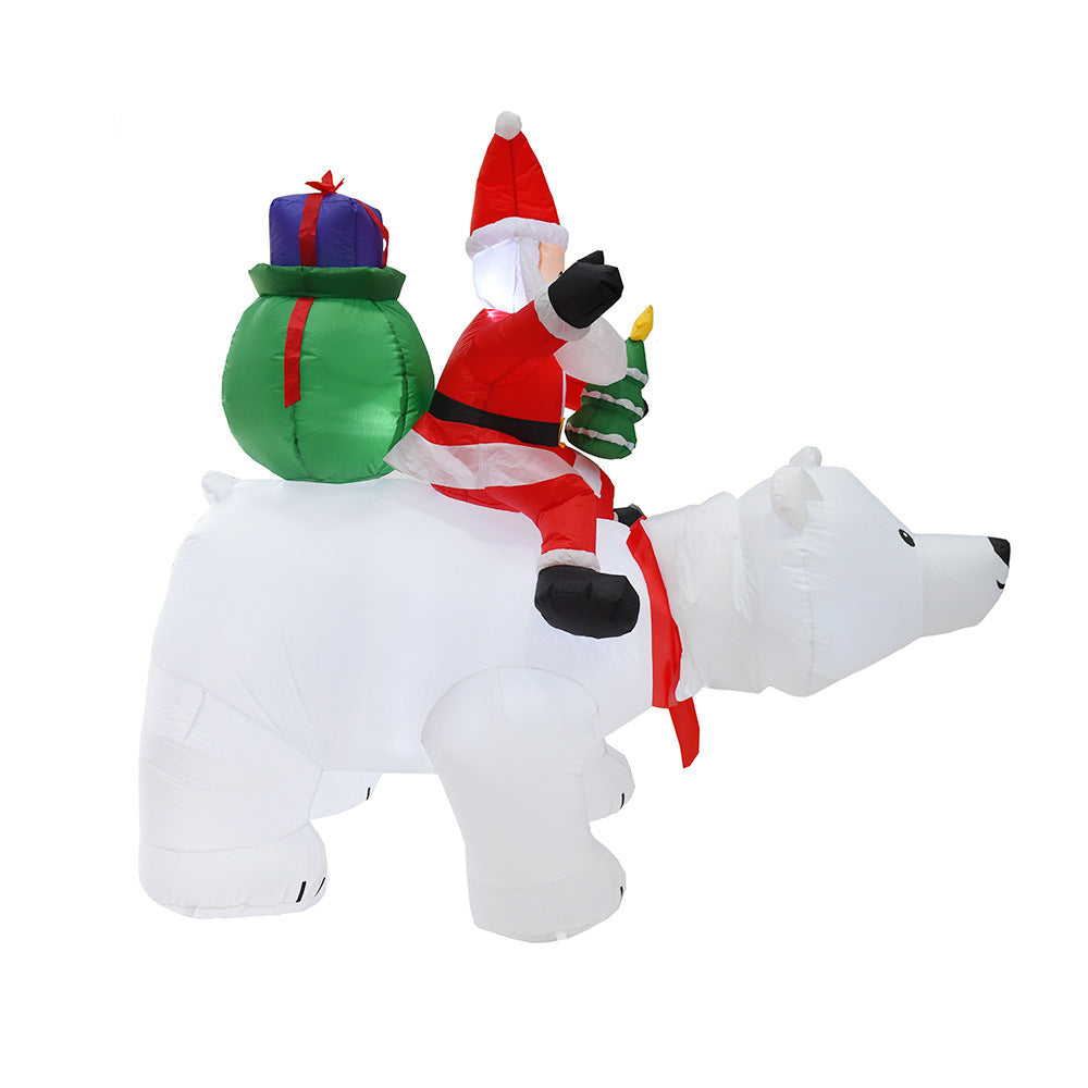 Inflatable Santa Claus Riding Polar Bear 2M Christmas Inflatable Toy Doll Indoor Outdoor Garden Xmas Decoration