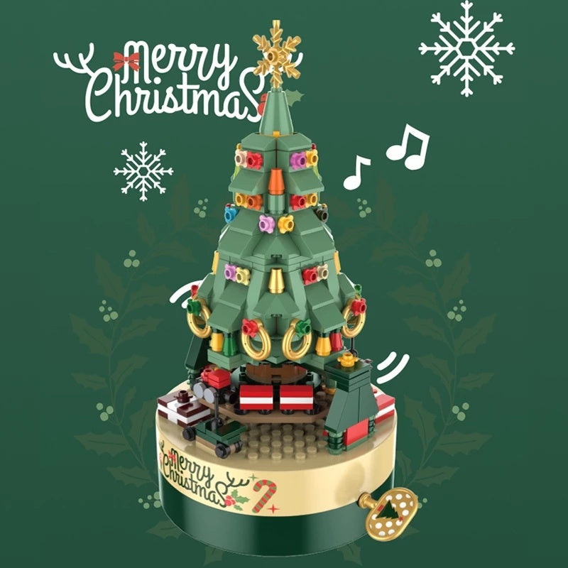 Bloques de árbol de Navidad Bloques de caja de música giratoria