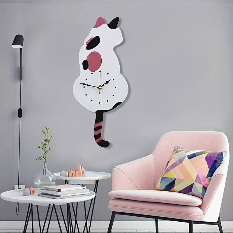 Whimsical Black Cat Pendulum Wall Clock With Moving Tail  Fun And Unique Home Decor For Living Room Office  And Bedroom