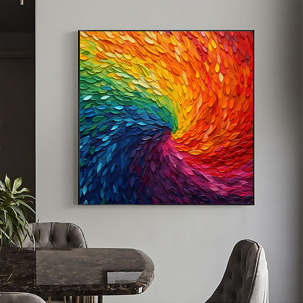 Arte texturizado abstracto Pintura de plumas de arco iris personalizada Decoración de pared pintada a mano Póster artístico Océano Mar Pintura al óleo gruesa gris y negra Arte de pared de diseño simple, sin marco.