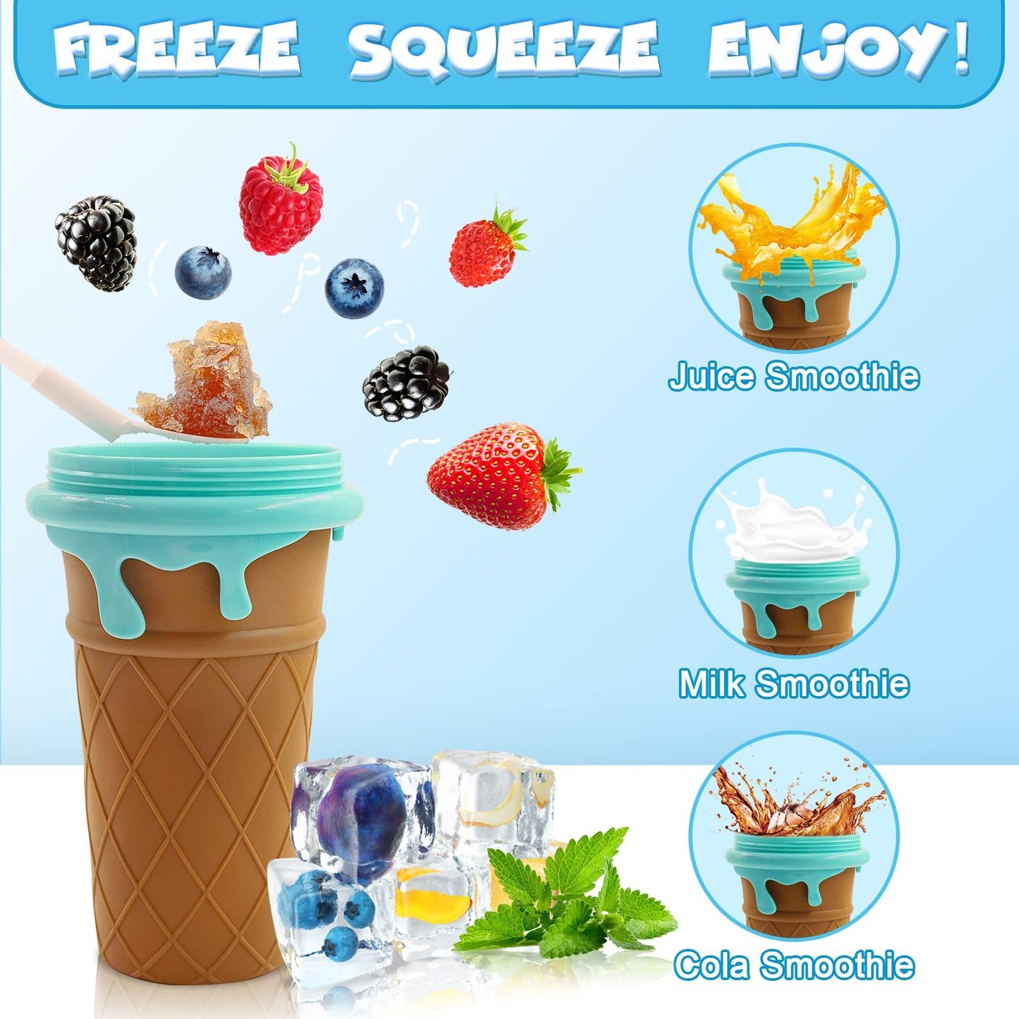 Vaso para granizados de gran capacidad de 500 ml, para exprimir jugos caseros, para verano, para batidos congelados rápidamente, para hacer granizados mágicos, para hacer helados, utensilios de cocina