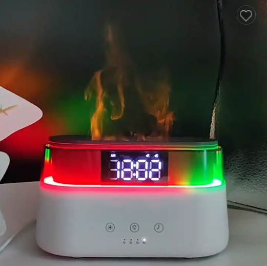 Diffuseur d'huile de réveil élégant, humidificateur de flamme de Simulation innovant avec fonction minuterie, veilleuse de flamme, 2023