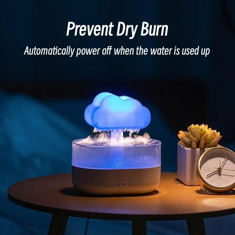 Humidificateur de veilleuse nuage de pluie avec son de goutte d'eau de pluie et diffuseur d'huile essentielle de lumière LED 7 couleurs aromathérapie