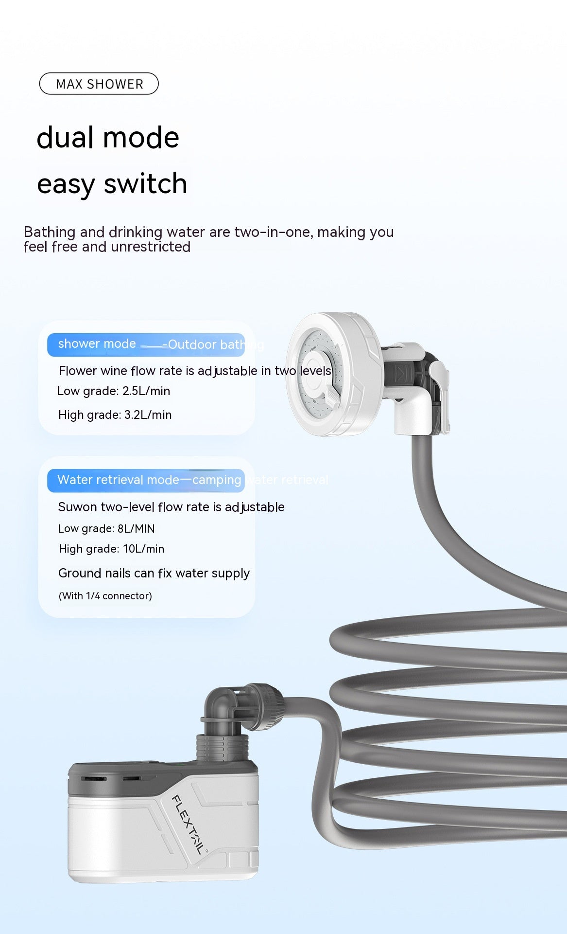 Ducha portátil al aire libre Simple eléctrica inalámbrica para acampar