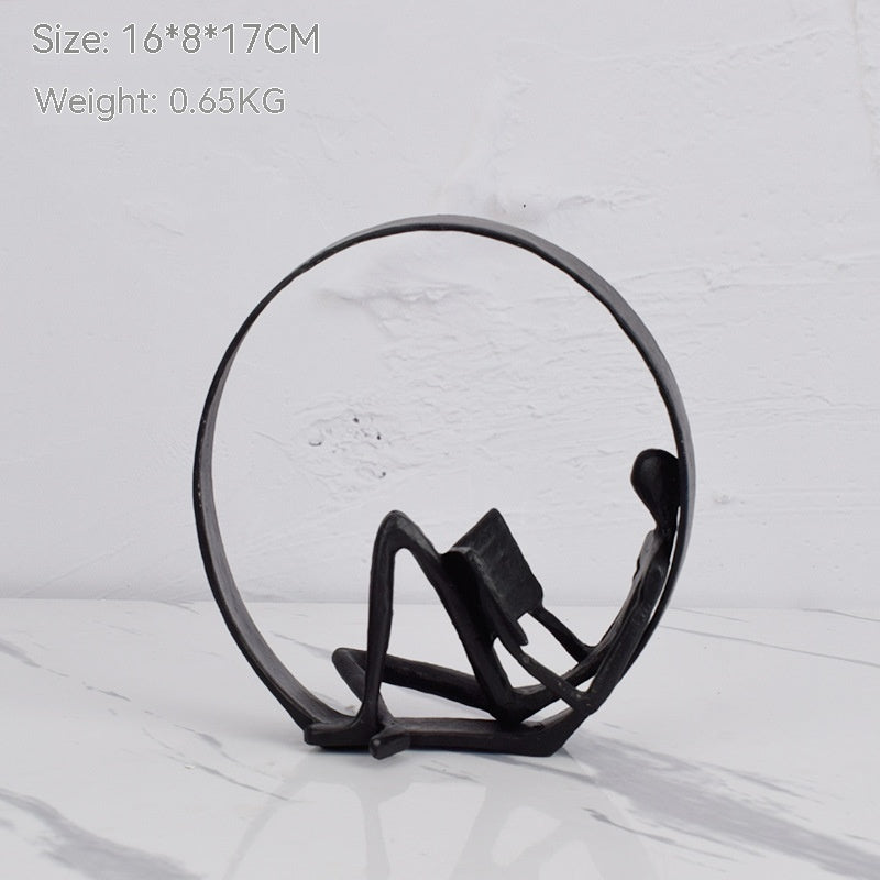 Minimalist Creative Metal Back Circle Reading Sculpture Decorations