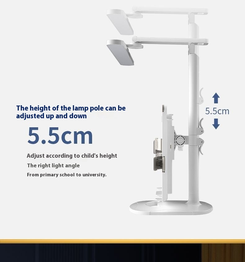 Lámpara de mesa de aprendizaje ajustable con estantería de lectura multifuncional