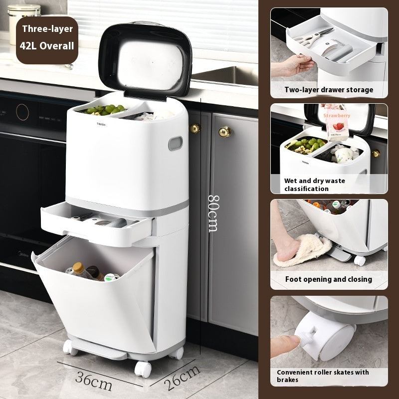 Kitchen Garbage Classification Bin Household Foot Pedal