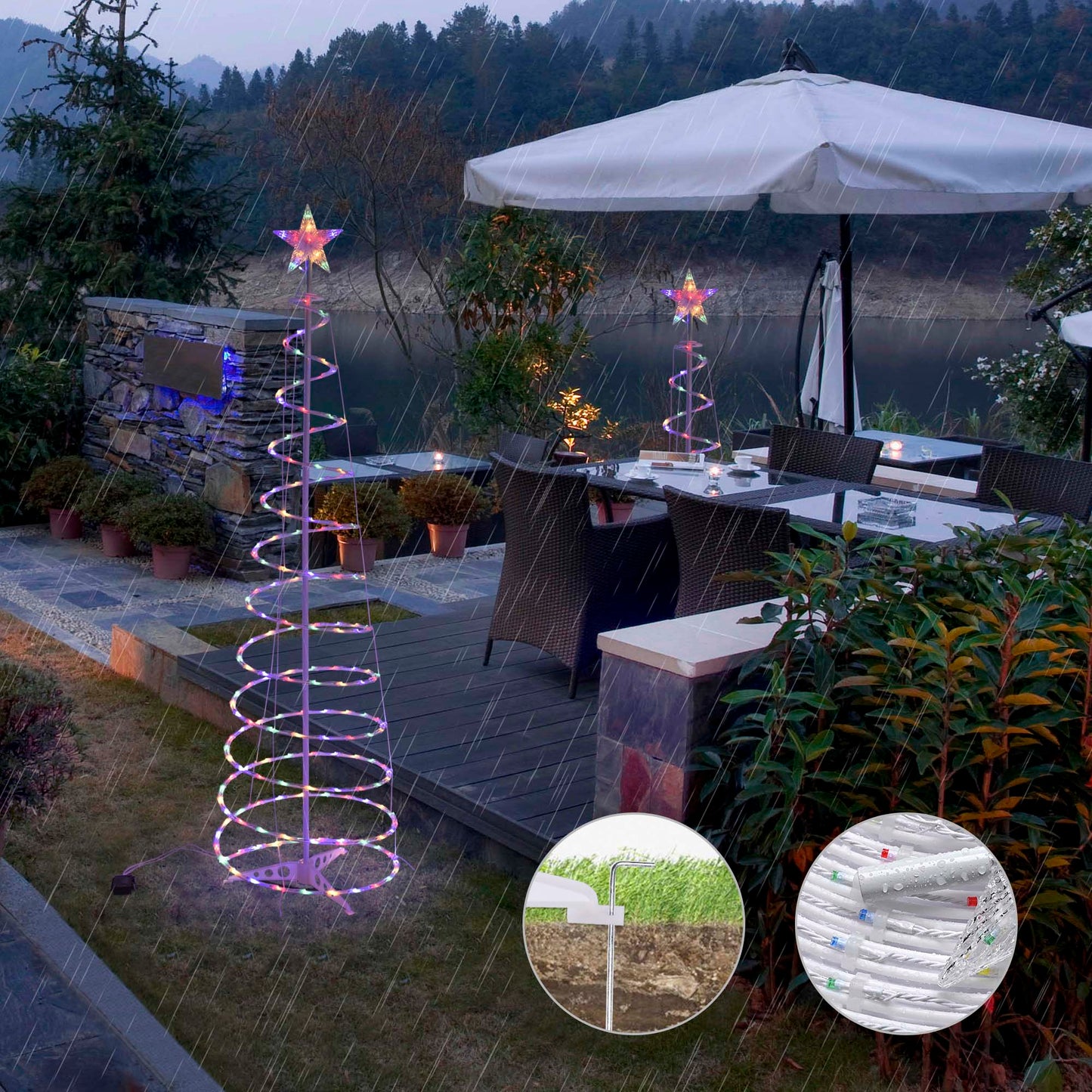 Lumière LED pour arbre de noël en spirale, nouveau Style, lumières de décoration intérieure et extérieure pour arbre en spirale de noël 