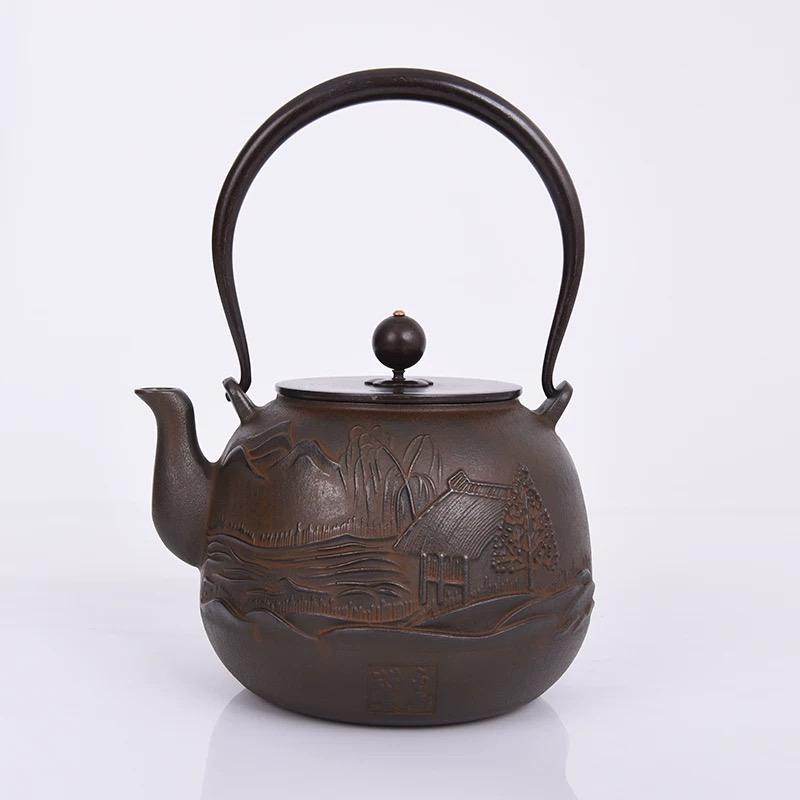 Cast Iron Embroidered Teapot Boiling Water