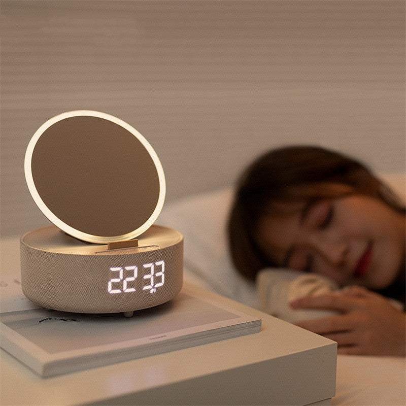 Miroir chargeur sans fil réveil Bluetooth haut-parleur LED veilleuse intelligente horloge numérique haut-parleur pour chargeur de téléphone