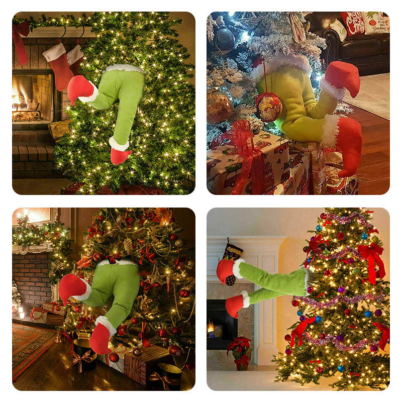 Decoración para árbol de Navidad con prótesis de pierna de color verde