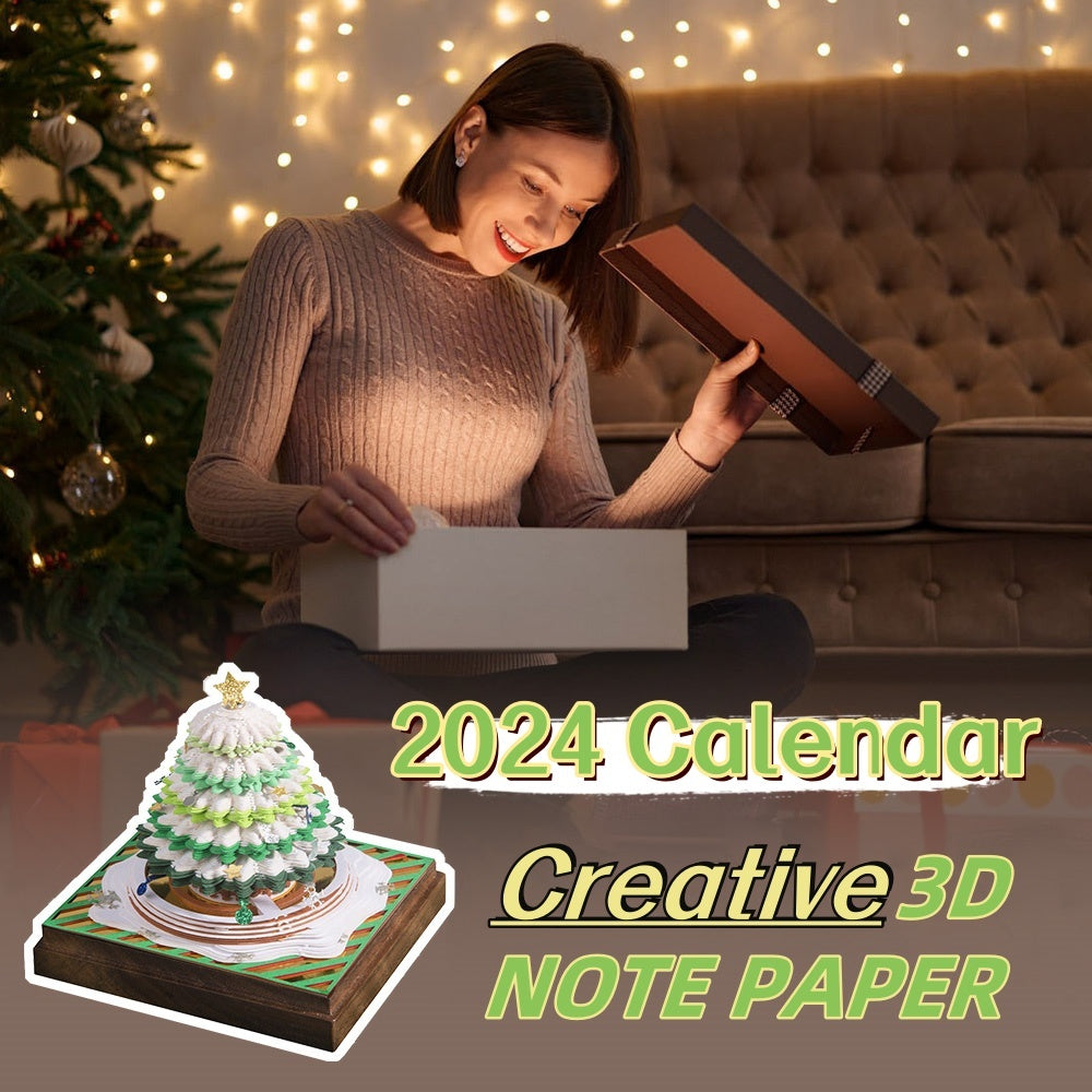 Christmas Tree 3D Three-dimensional Note Book Paper Carving Decor Memo Birthday Calendar Treehouse Office Notepad Gift Note