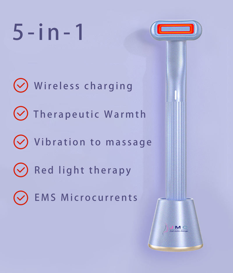 Nouveau Massage oculaire rotatif à 360 degrés amélioré, chaleur thérapeutique, Massage du visage, lumière LED rouge, outil de soins de la peau 5 en 1, baguette