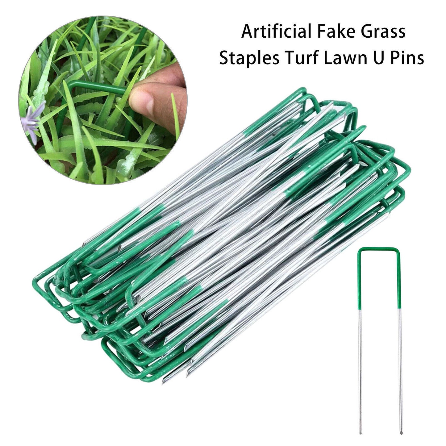 Weed Fabric Galvanised Staples Garden Turf Pins Securing Pegs U Artificial Grass