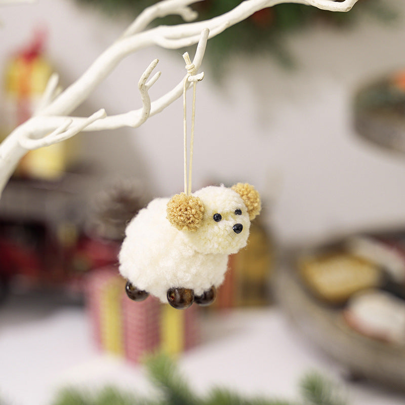 Décoration de Noël en peluche en feutre avec pendentif chiot