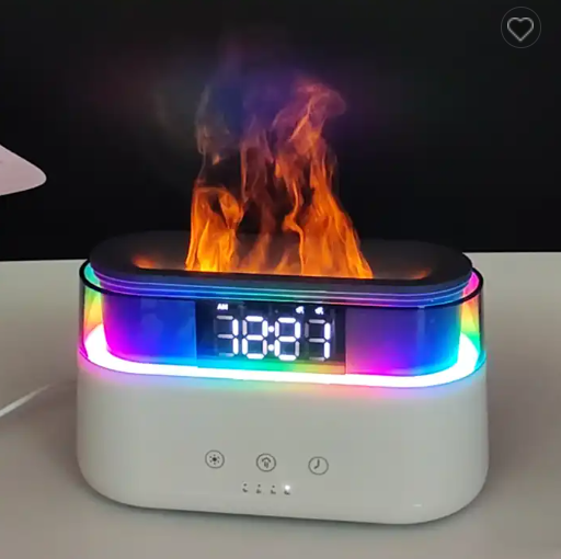 Diffuseur d'huile de réveil élégant, humidificateur de flamme de Simulation innovant avec fonction minuterie, veilleuse de flamme, 2023