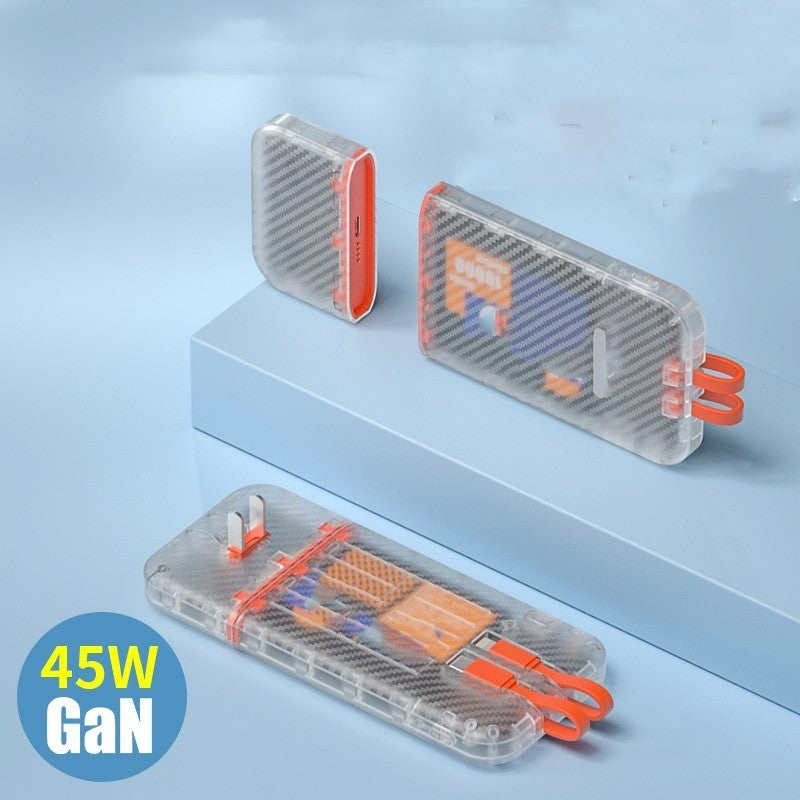 Banque de Charge transparente, Type de séparation par aspiration magnétique, 45W, Charge rapide, livrée avec prise de fil