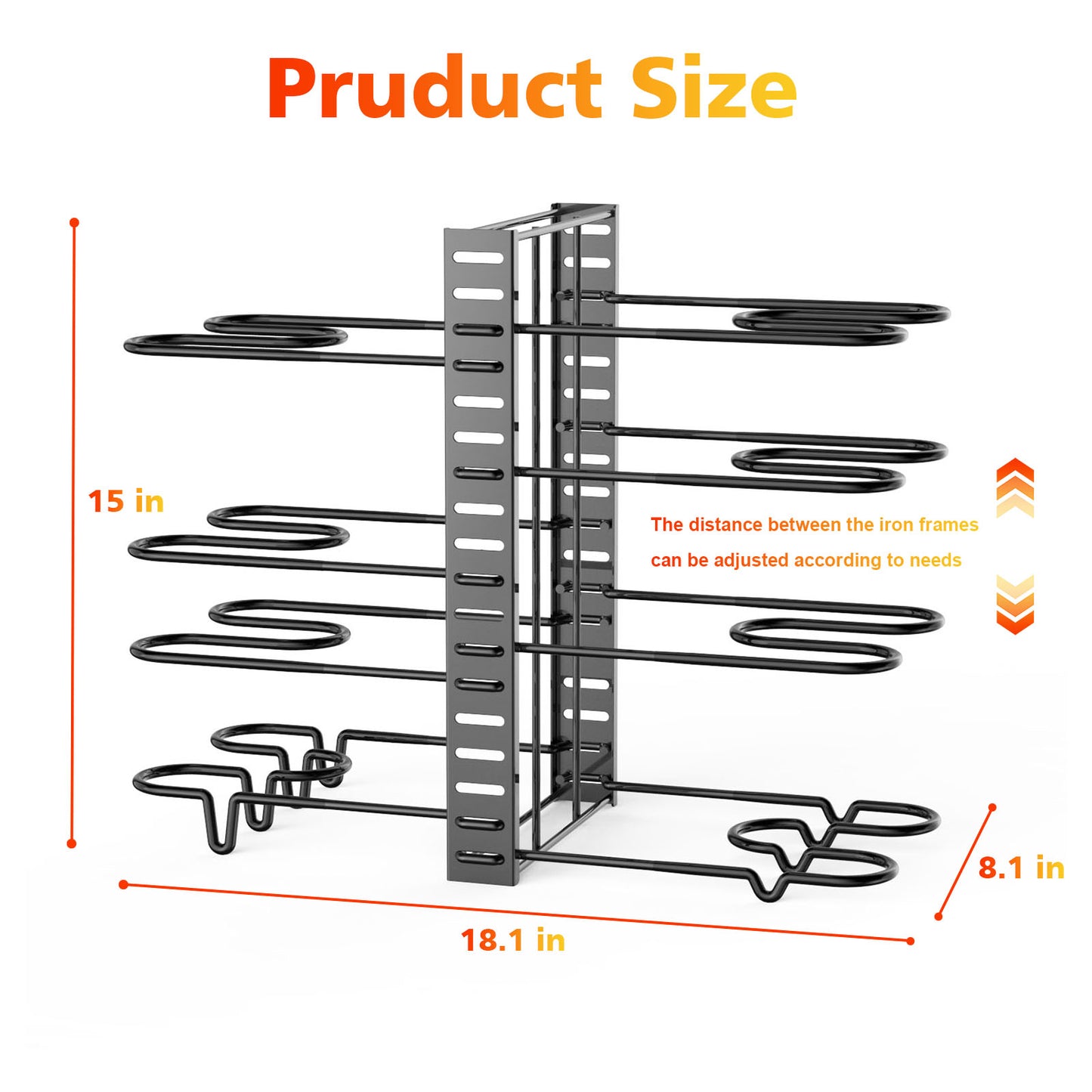 Organisateur de casseroles et poêles, supports de couvercles de casseroles et support de casseroles, plusieurs méthodes de bricolage, supports de casseroles à 8 niveaux, organisation et rangement de cuisine réglables pour casseroles et poêles. 