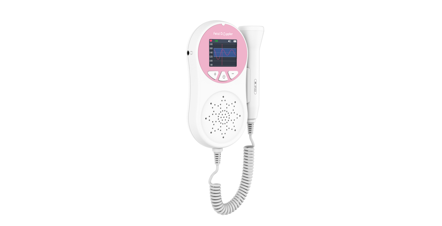 Pocket Fetal Doppler Digits Curve Display Pregnancy Baby Heart Rate Monitor,3Mhz Pink