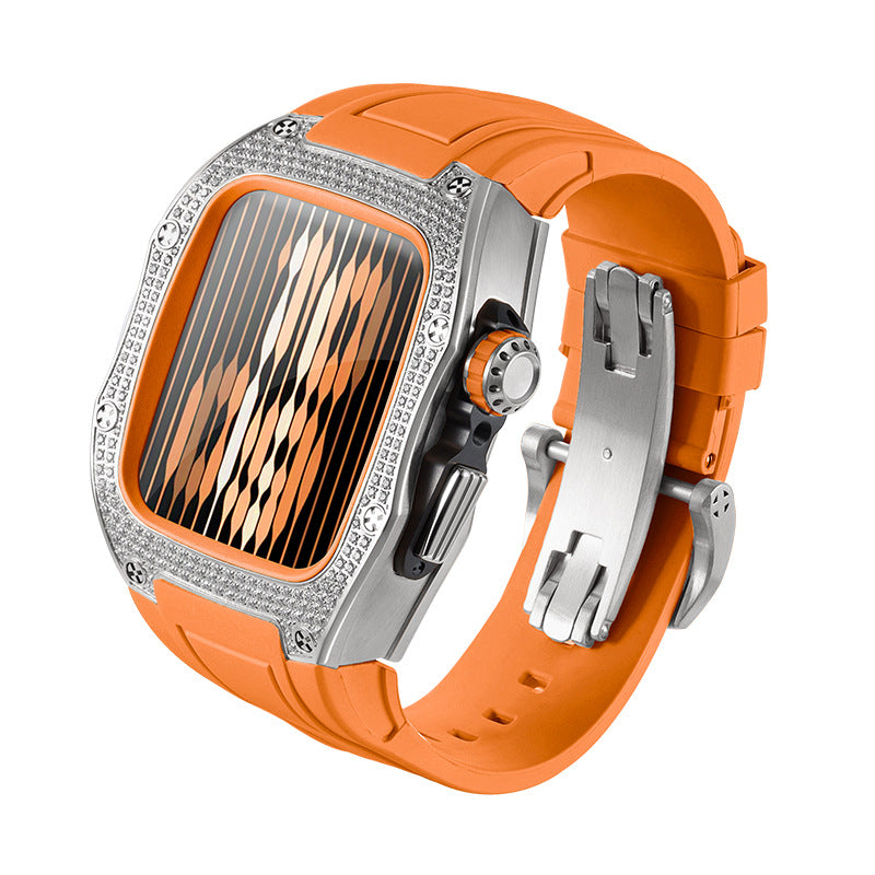 Montre en acier inoxydable, coque de protection en diamant modifiée